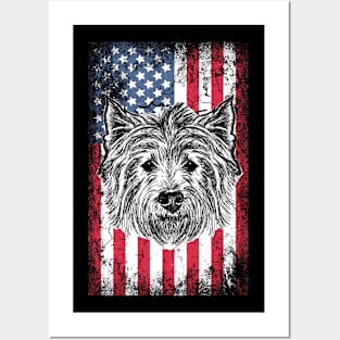 Patriotic Westie American Flag Posters and Art